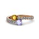 1 - Delise 5.00mm Round Citrine and Tanzanite with Side Diamonds Bypass Ring 