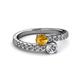 2 - Delise 5.00mm Round Citrine and Diamond with Side Diamonds Bypass Ring 