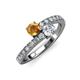 3 - Delise 5.00mm Round Citrine and Diamond with Side Diamonds Bypass Ring 
