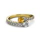 2 - Delise 5.00mm Round Citrine and Diamond with Side Diamonds Bypass Ring 
