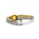 1 - Delise 5.00mm Round Citrine and Diamond with Side Diamonds Bypass Ring 