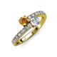 3 - Delise 5.00mm Round Citrine and Diamond with Side Diamonds Bypass Ring 