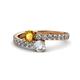 1 - Delise 5.00mm Round Citrine and Diamond with Side Diamonds Bypass Ring 