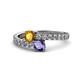 1 - Delise 5.00mm Round Citrine and Iolite with Side Diamonds Bypass Ring 