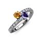 3 - Delise 5.00mm Round Citrine and Iolite with Side Diamonds Bypass Ring 