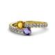 1 - Delise 5.00mm Round Citrine and Iolite with Side Diamonds Bypass Ring 