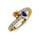 3 - Delise 5.00mm Round Citrine and Iolite with Side Diamonds Bypass Ring 