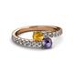 2 - Delise 5.00mm Round Citrine and Iolite with Side Diamonds Bypass Ring 