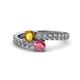 1 - Delise 5.00mm Round Citrine and Rhodolite Garnet with Side Diamonds Bypass Ring 