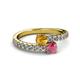 2 - Delise 5.00mm Round Citrine and Rhodolite Garnet with Side Diamonds Bypass Ring 