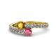 1 - Delise 5.00mm Round Citrine and Rhodolite Garnet with Side Diamonds Bypass Ring 
