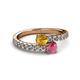 2 - Delise 5.00mm Round Citrine and Rhodolite Garnet with Side Diamonds Bypass Ring 