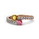 1 - Delise 5.00mm Round Citrine and Rhodolite Garnet with Side Diamonds Bypass Ring 