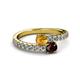 2 - Delise 5.00mm Round Citrine and Red Garnet with Side Diamonds Bypass Ring 