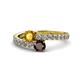 1 - Delise 5.00mm Round Citrine and Red Garnet with Side Diamonds Bypass Ring 