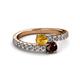 2 - Delise 5.00mm Round Citrine and Red Garnet with Side Diamonds Bypass Ring 