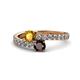 1 - Delise 5.00mm Round Citrine and Red Garnet with Side Diamonds Bypass Ring 