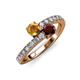 3 - Delise 5.00mm Round Citrine and Red Garnet with Side Diamonds Bypass Ring 