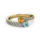 2 - Delise 5.00mm Round Citrine and Aquamarine with Side Diamonds Bypass Ring 