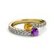 2 - Delise 5.00mm Round Citrine and Amethyst with Side Diamonds Bypass Ring 