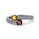 1 - Delise 5.00mm Round Citrine and Ruby with Side Diamonds Bypass Ring 