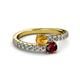 2 - Delise 5.00mm Round Citrine and Ruby with Side Diamonds Bypass Ring 