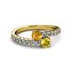 2 - Delise 5.00mm Round Citrine and Yellow Sapphire with Side Diamonds Bypass Ring 