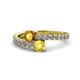 1 - Delise 5.00mm Round Citrine and Yellow Sapphire with Side Diamonds Bypass Ring 