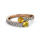 2 - Delise 5.00mm Round Citrine and Yellow Sapphire with Side Diamonds Bypass Ring 