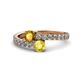 1 - Delise 5.00mm Round Citrine and Yellow Sapphire with Side Diamonds Bypass Ring 