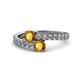 1 - Delise 5.00mm Round Citrine with Side Diamonds Bypass Ring 