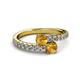 2 - Delise 5.00mm Round Citrine with Side Diamonds Bypass Ring 