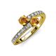 3 - Delise 5.00mm Round Citrine with Side Diamonds Bypass Ring 