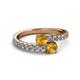 2 - Delise 5.00mm Round Citrine with Side Diamonds Bypass Ring 