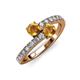 3 - Delise 5.00mm Round Citrine with Side Diamonds Bypass Ring 