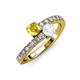 3 - Delise 5.00mm Round Yellow and White Sapphire with Side Diamonds Bypass Ring 