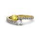 1 - Delise 5.00mm Round Yellow Sapphire and Diamond with Side Diamonds Bypass Ring 