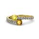 1 - Delise 5.00mm Round Yellow Sapphire and Citrine with Side Diamonds Bypass Ring 