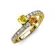 3 - Delise 5.00mm Round Yellow Sapphire and Citrine with Side Diamonds Bypass Ring 