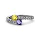 1 - Delise 5.00mm Round Yellow Sapphire and Iolite with Side Diamonds Bypass Ring 