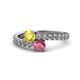 1 - Delise 5.00mm Round Yellow Sapphire and Rhodolite Garnet with Side Diamonds Bypass Ring 