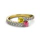 2 - Delise 5.00mm Round Yellow Sapphire and Rhodolite Garnet with Side Diamonds Bypass Ring 