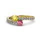 1 - Delise 5.00mm Round Yellow Sapphire and Rhodolite Garnet with Side Diamonds Bypass Ring 