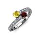 3 - Delise 5.00mm Round Yellow Sapphire and Red Garnet with Side Diamonds Bypass Ring 