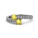 1 - Delise 5.00mm Round Yellow Sapphire with Side Diamonds Bypass Ring 