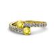 1 - Delise 5.00mm Round Yellow Sapphire with Side Diamonds Bypass Ring 