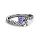 2 - Delise 5.00mm Round Tanzanite and Diamond with Side Diamonds Bypass Ring 