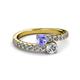 2 - Delise 5.00mm Round Tanzanite and Diamond with Side Diamonds Bypass Ring 
