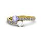 1 - Delise 5.00mm Round Tanzanite and White Sapphire with Side Diamonds Bypass Ring 