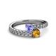 2 - Delise 5.00mm Round Tanzanite and Citrine with Side Diamonds Bypass Ring 